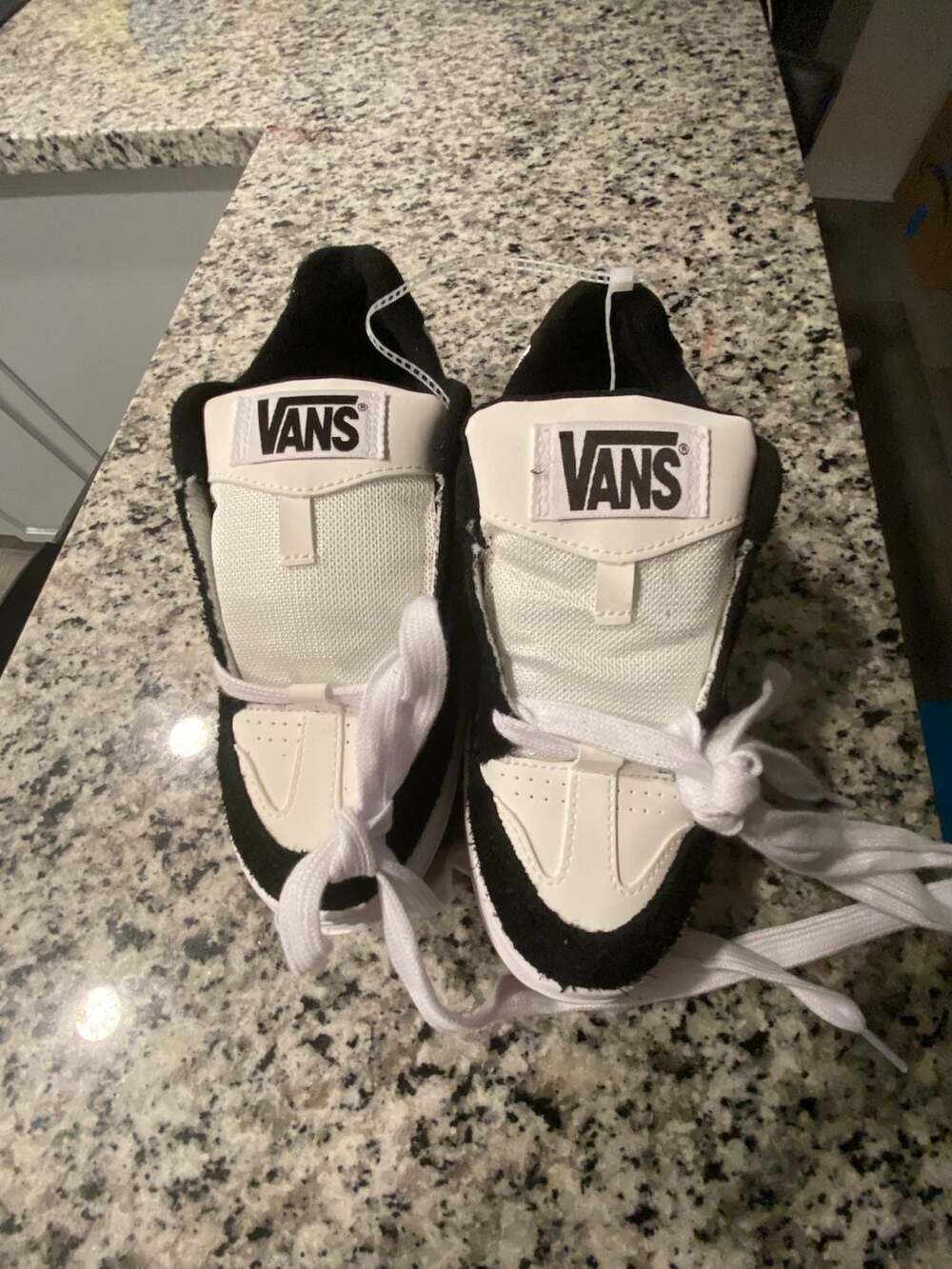 Vans Upland Skate Shoes in Black and White with Pink